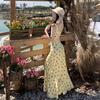 2025 French Seaside Floral Maxi Dress: Elegant Retro Slimming Summer Style with Spaghetti Straps