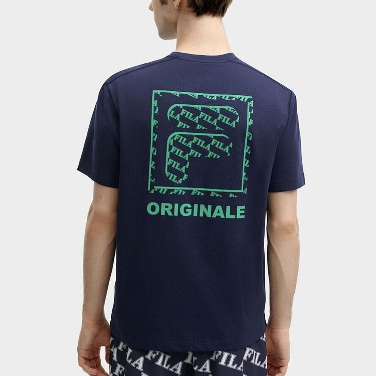 FILA Letter Logo Fashion Simple Casual Round Neck Short Sleeve T-Shirt Men Tops Deep-Navy F11M419102F-NV