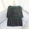 Size Mom Summer Clothes Stripes Short-Sleeved T-shirt Chiffon Small Shirt Middle-Aged and Elderly Women's Clothing Plus Size Tops Loose Western Style