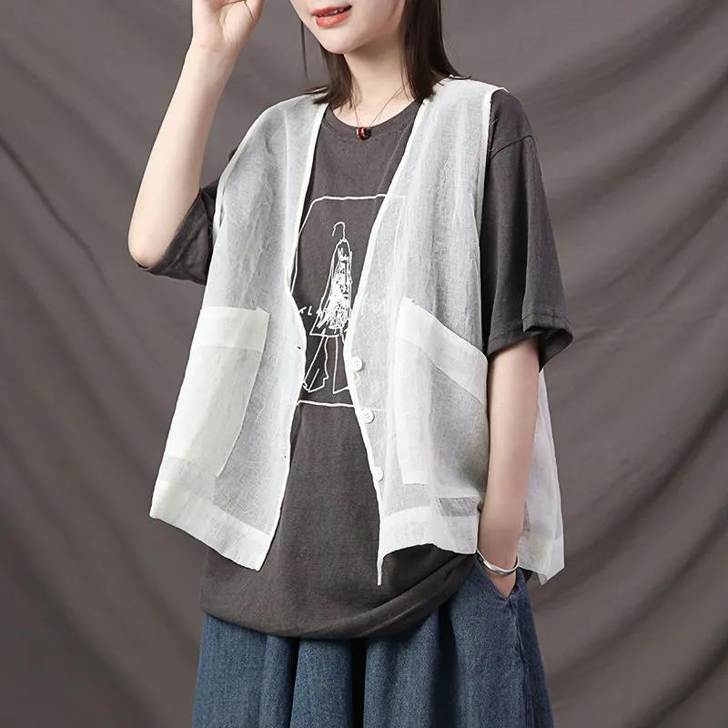 Gilet da donna Cardigan casual Primavera e autunno Sezione sottile Top esterno Gilet senza maniche per tutti i abbinamenti