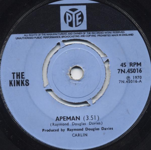 

7inch Record KINKS - Apeman 7N45016 Pye Records 1970 UK Rock Used