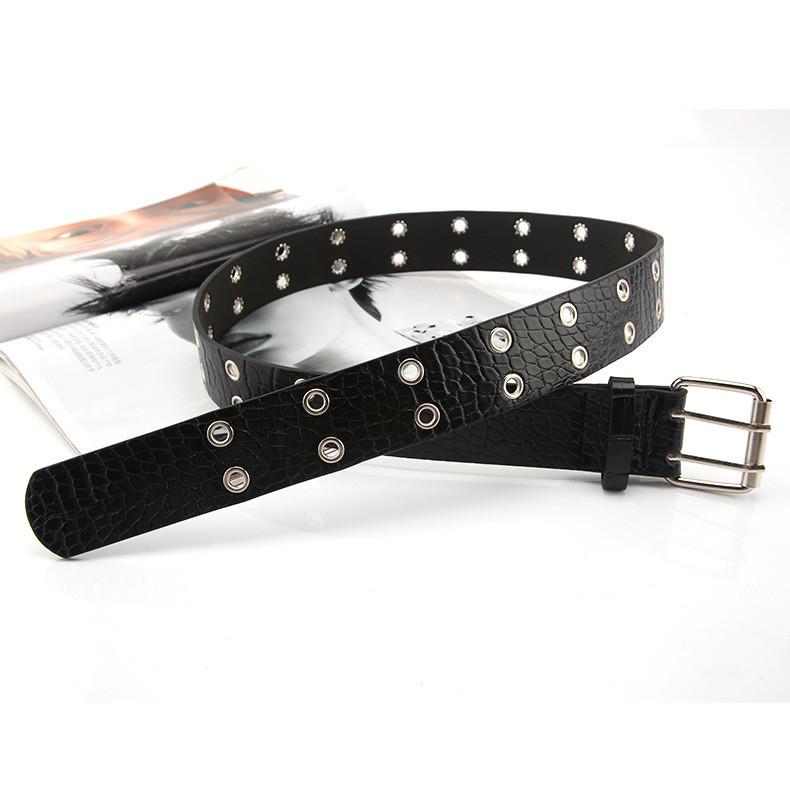 

Trendy Punk Style Stone Pattern Double Row Exhaust Eye Ladies Belt Korean Version Denim Pants Fashion Decorative Corn Belt