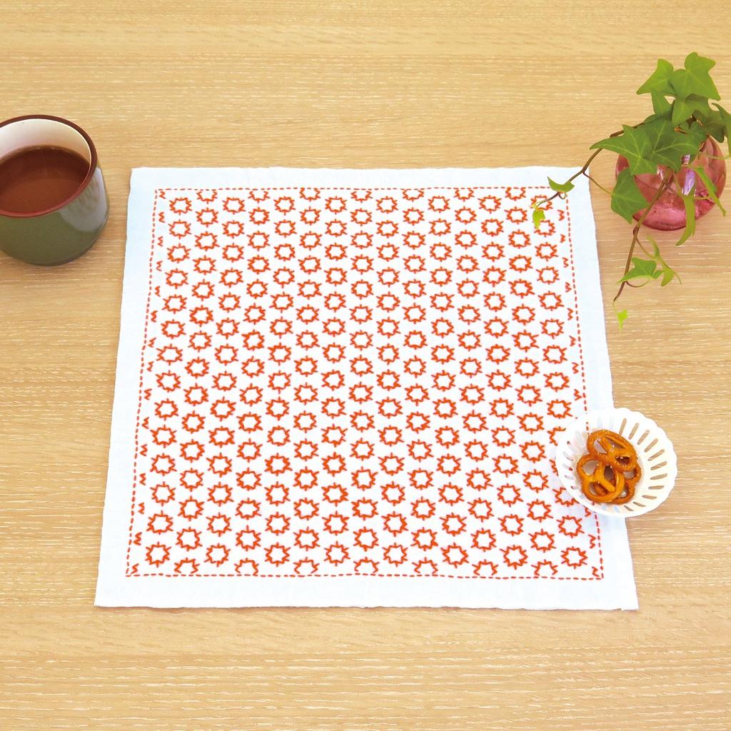 OLYMPUS Thread Sashiko Flower Konpeito Kit, Single-Stitch Dishcloth, (Candy Cane) SK-317
