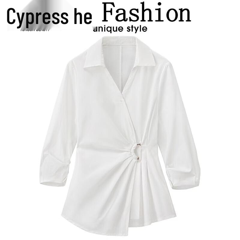 

Si Baishe Women s Solid Lapel Shirt S