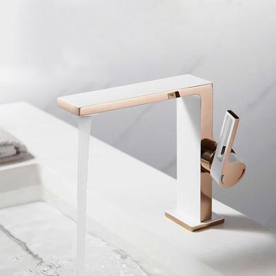 White Rose Gold Bathroom Washbasin Faucet Brass Deck Mounted Single Hole & Handle Cold And Hot Mixer Water Basin Tap Black/White
