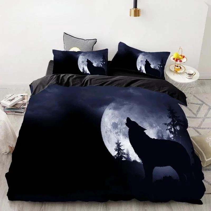 Wolf Tiger Lion Animal Pattern Bedding Sets Home Bedclothes Super King Cover Pillowcase Comforter Polyester Bedding Set