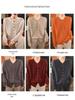 2024 Women's Loose V-Neck Pure Wool Knit Cardigan - Autumn/Winter Plus Size French Style Outerwear