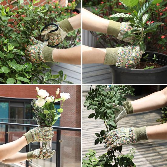 Gartenhandschuhe mit Blumenmuster, durchstichfeste Schutzhandschuhe, wasserdichte Anti-Rutsch-Handschuhe, Geschenk für Frauen, Hobbygärtner