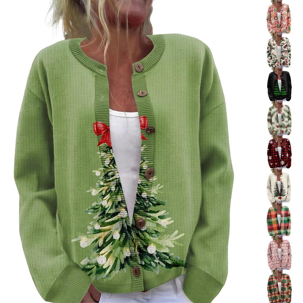 Dame Julegenser Søt Morsom Julegenser Høst Og Vinter Langermet Strikket Genser