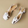 Ladies Shoes Closed Flowers Silver with Low Heels Women's Sandals Anti Slip Hot Summer 2025 Comfortable Vintage Comfort Price