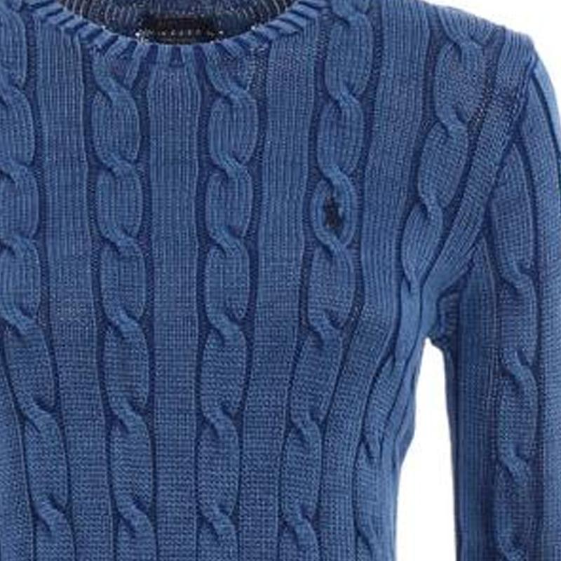 Polo Ralph Lauren Solid Color Crew Neck Slim Fit Knitted Long Sleeve Sweater Women sweater Blue 211580009-042