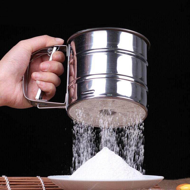 Stainless Steel Mesh Flour Icing Sugar Sifter Sieve Strainer Cup Baking Shaker