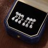 Super Flash Row Diamond Fashion Simple Double Row Water Drop Earrings High Sense Femininity Light Luxury Silver Needle Earrings Fashion Earrings