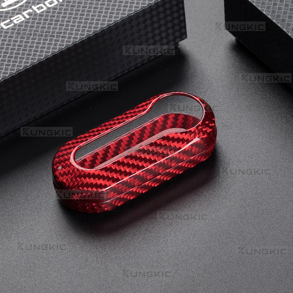 For FIAT F500 500L 500X Abarth 595 695 Brava Qubo Scudo Ducato Real Hard Carbon Fiber Key Fob Cover Remote Key Replacement Shell