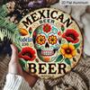 2D Flat 1pc, 8x8 in, Mexican Beer Themed Round Aluminum Metal Decorative Signs & Plaques - Wall Decor for Indoor/Outdoor Use - Durable Beer Brand
