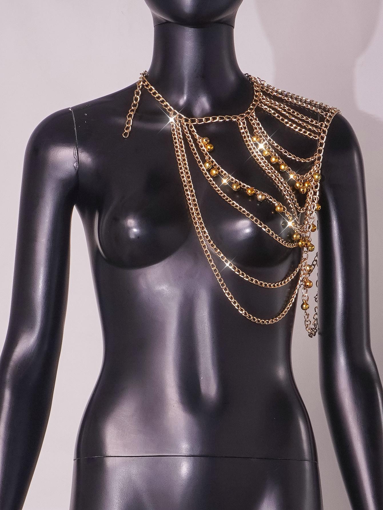 

Уличная ракетка мода золото многослойная кисточка мяч плечевая цепь цепь для тела золотой