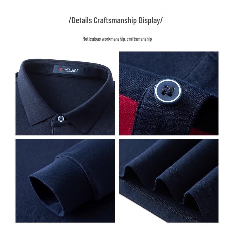 MONTAGUT Herren Langarm-Business-Casual-Polohemd