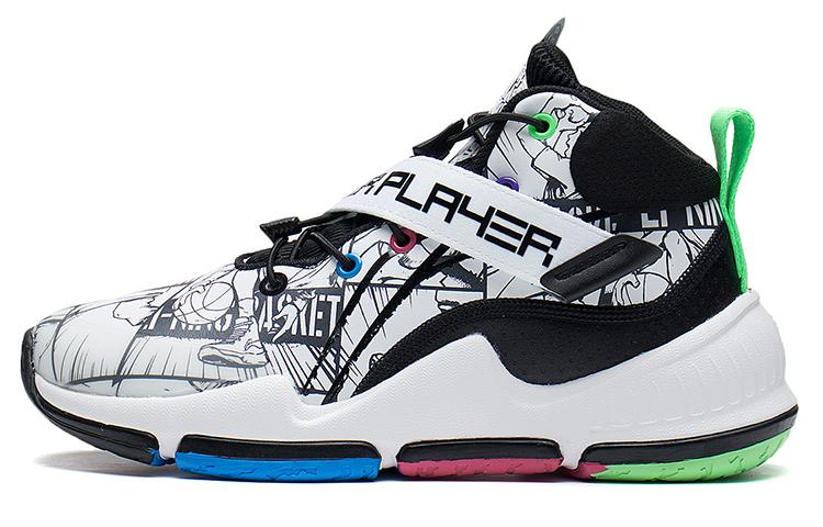 Li Ning YOUNG Synthetic Leather Cushioning Rebound Mid top Children s Basketball Shoes Black White YKBS078-11 36