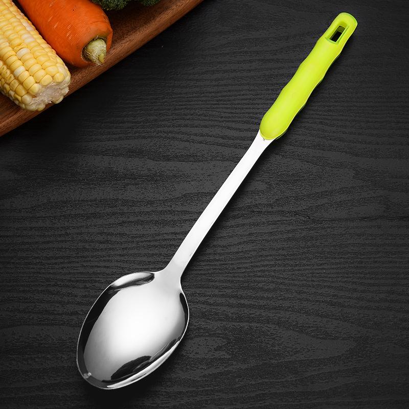 Stainless Steel Spatula Kitchenware Set for Household Kitchen Double-color Handle Stir-frying Spatula Cooking Soup Spoon, Large Strainer