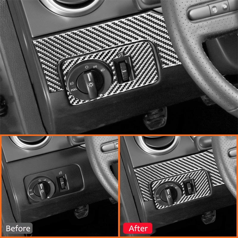 Soft Carbon Fiber Auto Headlight Head Light Lamp Buttons Switch Panel Decoration Sticker For Ford Mustang 2005-2009 Accessories