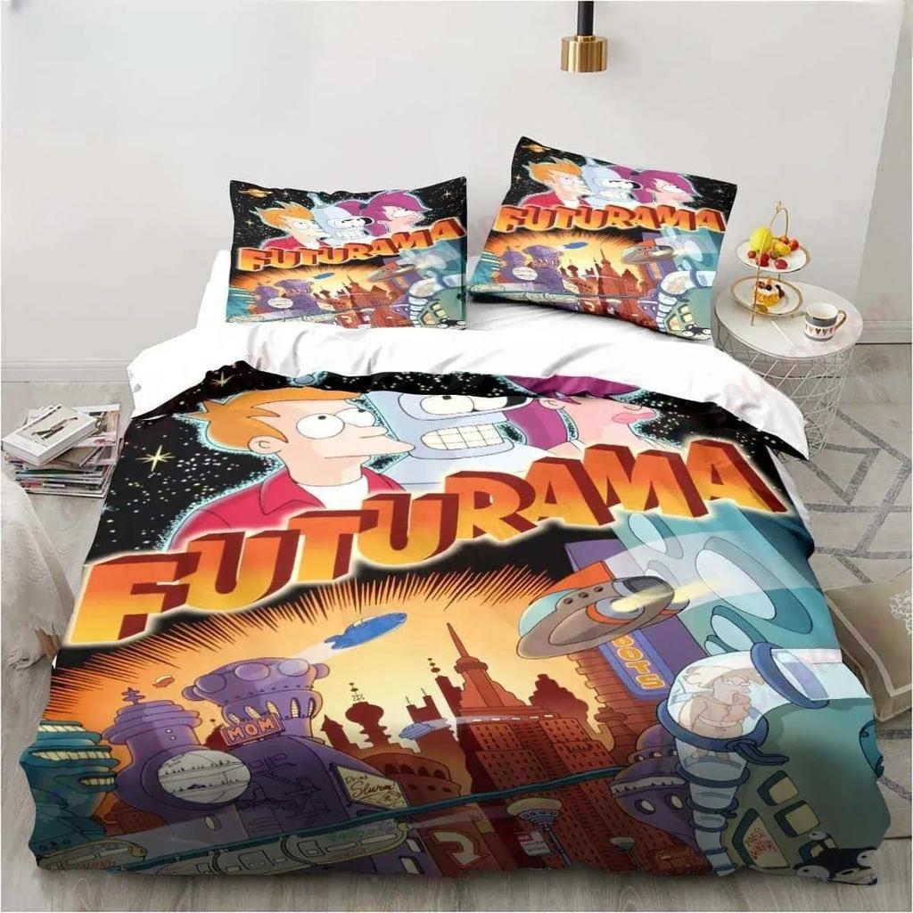 Tecknad Futurama Bender Affisch Sängkläder Set Lakan King Twin Dubbel Barnsängkläder Set Mikrofiber eller Polyester Påslakan Set