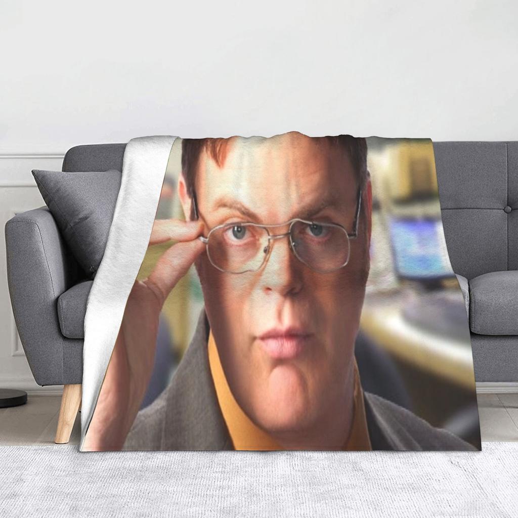 Dwight Schrute Collage Blanket Fleece Autumn/Winter The Office Rainn Wilson Warm Throw Blanket for Sofa Outdoor Rug Piece