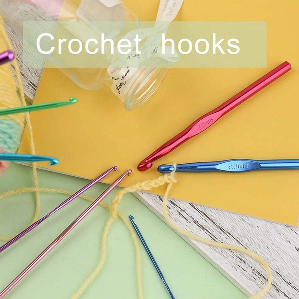 Portable Crochet Needles Set Multicolored Handle Crochet Crochet Hooks  Sewing Tools