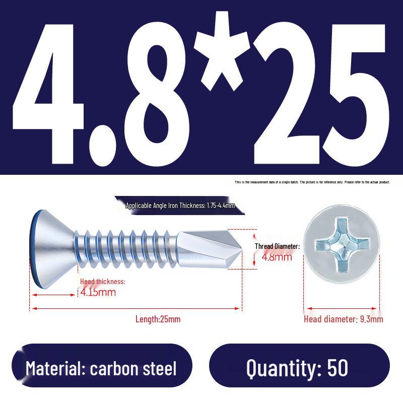 Phillips Flat Head Blue Zinc Plated Stainless Steel Self-Drilling & Self-Tapping Screws M3.9-M5.5