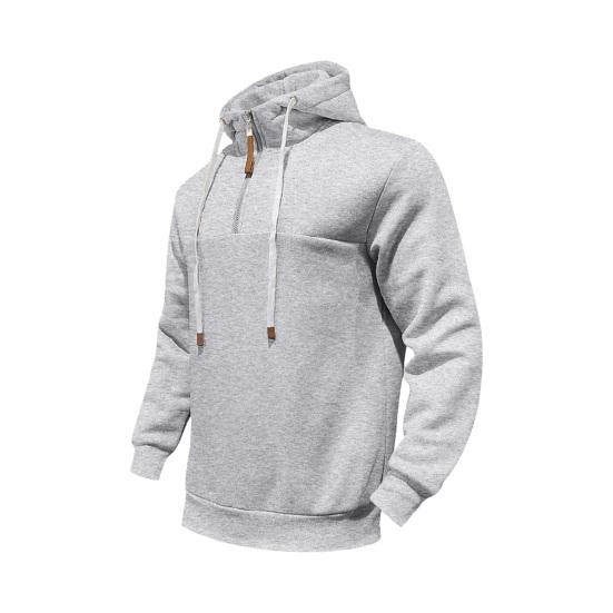 Herren Winter Hoodie Reißverschluss Halboffen Stehkragen Einfarbig Locker Pullover Sport Top Elastische Bündchen Halten Warm Alltagskleidung