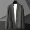 Spring Autumn Men's Slim Fit Knit Cardigans Solid Color Fashion Casual Knitted Sweatercoat Men Warm Korean Style Cardigan Jacket