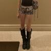 Sommar Grunge Short Leopard Sexiga spetsjeans Dam Estetisk Y2k Rosett Skinny Streetwear Byxor Kvinnlig Vintage A-linje Slim Shorts Kläder