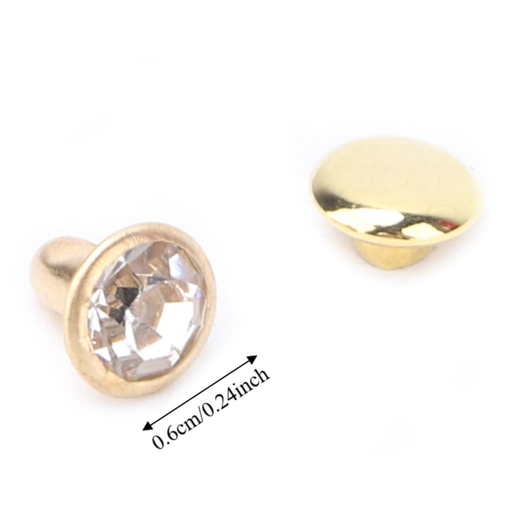 100pcs Metal Material Crystal Rivets 6mm & 7mm Double Cap Rivets DIY Leather Craft 6mm