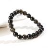 Natural Golden Obsidian Stone Beads Bracelet Men Women Golden Light Rainbow Obsidian Raw Stone Round Bead Natural Energy Jewelry