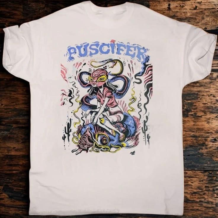 Puscifer Band Short Sleeve Cotton White T-Shirt Gildan Unisex NI566 XXXL