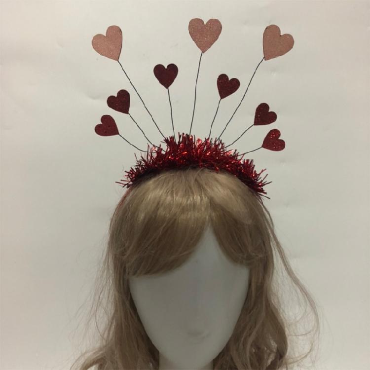 Valentines Day Glitter Tinsel Hair Hoop Red Sequin Heart Headband Party Hairband