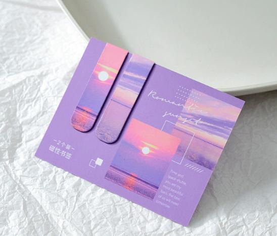 2pcs Landscape Themed Magnetic Bookmarks Magnet Page Markers Magnetic Page Clip Fun Book Marks For Reading Gift