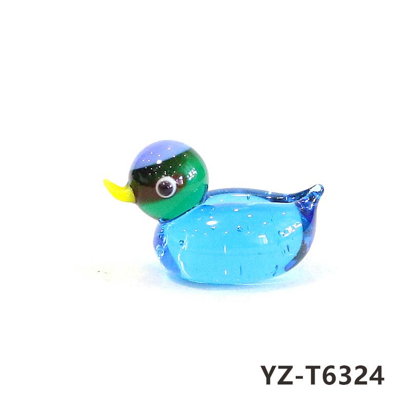 Colorful Cute Glass Duck Mini Figurine Craft Ornament Easter Animal Tiny Statues Home Table Micro Fairy Garden Decor Accessories
