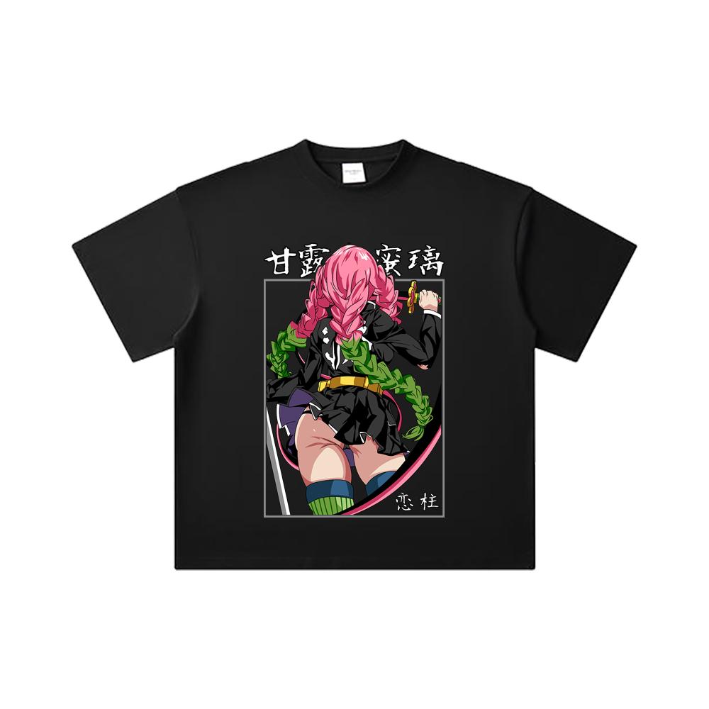 260 GSM Double Yarn 32 Count 100% Cotton Demon Slayer V75 Mitsuri Print Unisex Heavy Cotton T Shirt