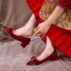 Scarpe Rosse con Tacco Alto di Lusso da Donna 2026 Nuove a Punta Comode Scarpe da Matrimonio Nuove Décolleté con Fiocco da Donna Scarpe Casual Scarpa da Banchetto