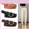 Black Leather Belt Women Premium Decorative Jeans Strap Metal Student Waistband