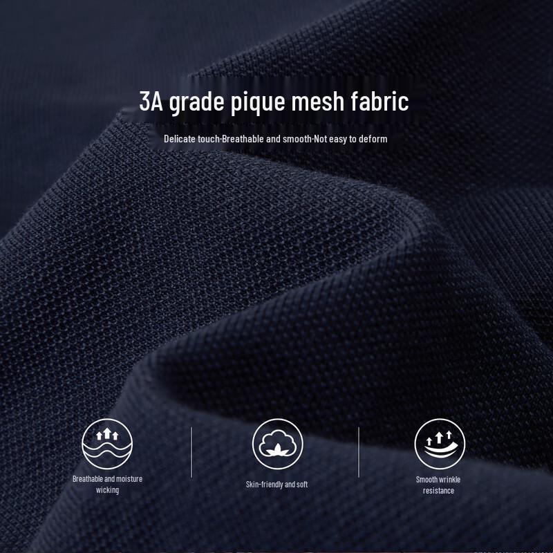 Shanshan Men's Pure Cotton Suede Placket Polo Long-Sleeve T-Shirt