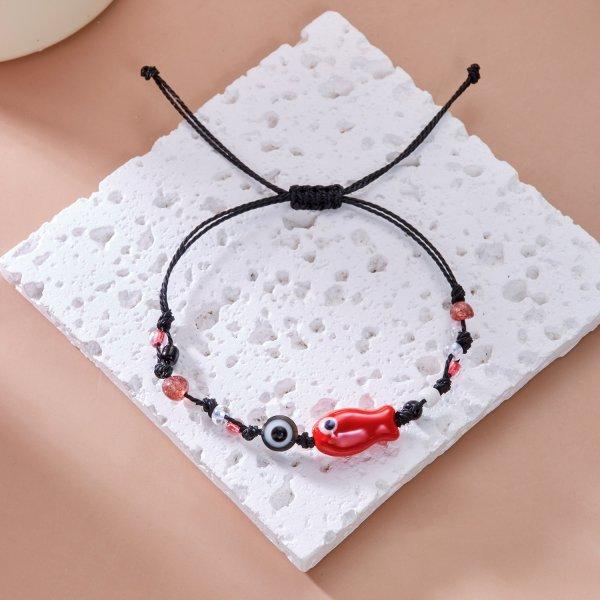 Handmade Colorful Ceramic Fish Beads Bracelet For Women Couple Braided Beads Bangle Bohemian Party Friendship Aesthetic Jewelry