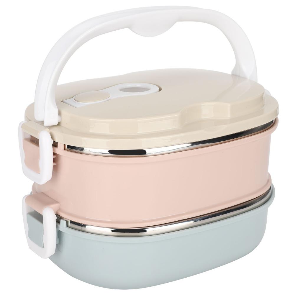 Round Shape Stainless Steel Lunch Box Stackable Design Thermal Food Container  For Office