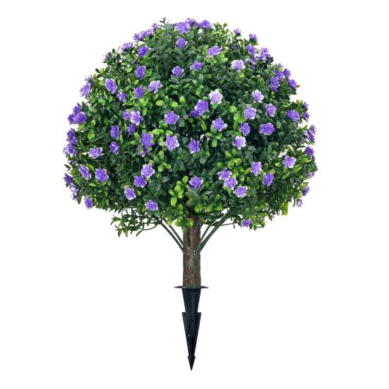 Artificial Topiary Ball with Lavender Flowers 16 Inches UV Resistant Faux
