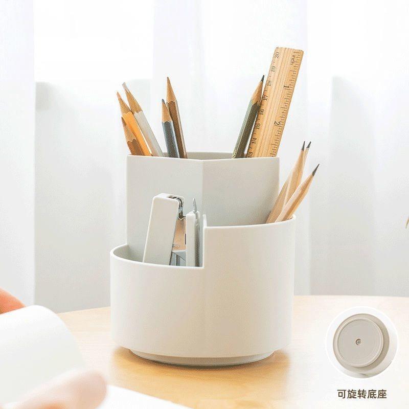 Rotatable Pen Holder Pencil Storage Box Student Desktop Office Stationert Household Multifunctional Makeup Brush Organizer Box