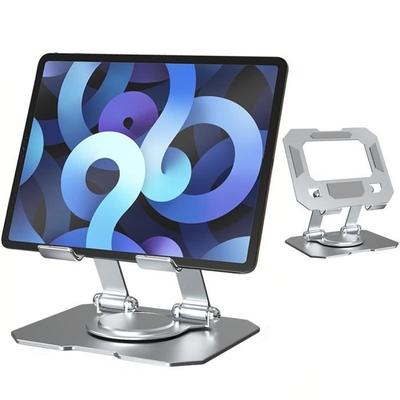 Suporte para Tablet - BOOLING - Rotativo 360° - Dobrável - Metal Prateado - Antiderrapante