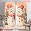 2pcs,2D Plane Printing Popular Curtain Panels Cute Snowmen Christmas Watercolor Versatile Durable Polyester (without Rod) Gifts
