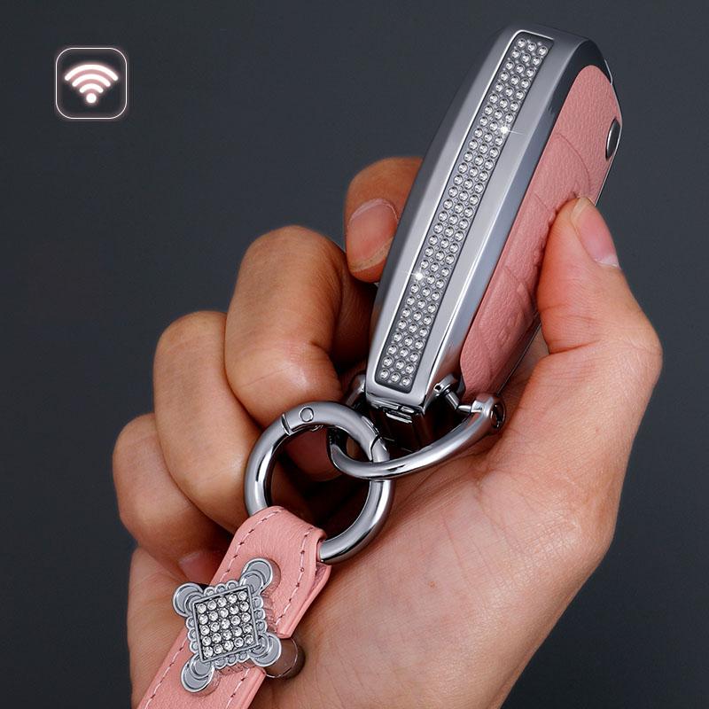 Diamonds Leather Remote Car Key Cover Case Shell for A1 Q3 Q2L Q7 A3 A6L 2008-2011 Auto Key Protector Interior Accessories