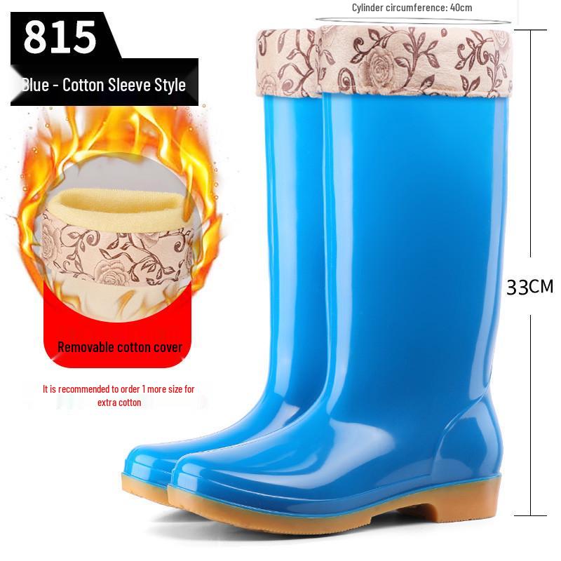 Simple Four Seasons Waterproof Women's High-Top Rain Boots and Shoes for Labor Protection and Cleaning
