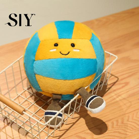 Elastic Volleyball Toy Cartoon Plush 2-Legged Sports Ball Plushie Stuffed Doll Decor Pillow Home Office Bedroom Decoration Kids Adults Christmas
